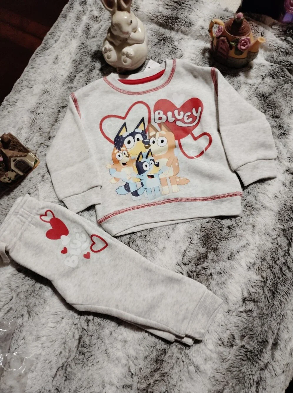 Valentine's Day Bluey graphic sweatshirt and jogger set